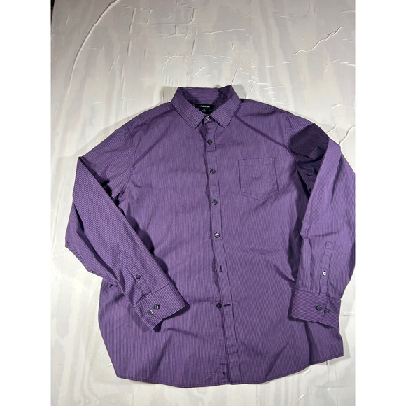 Claiborne Purple Striped Dress Shirt Button Up Long Sleeve Career XL - Picture 1 of 5